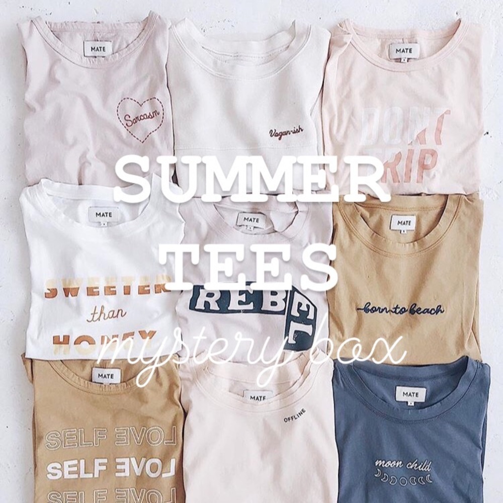 3 SUMMER TEES/TOPS/TANKS TRENDY MYSTERY BOX